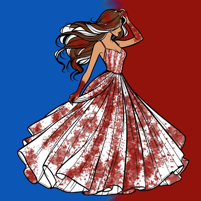 realistic woman with dress flowing in the wind