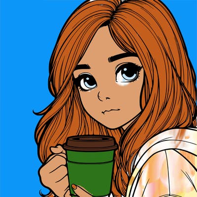 realistic girl drinking coffee