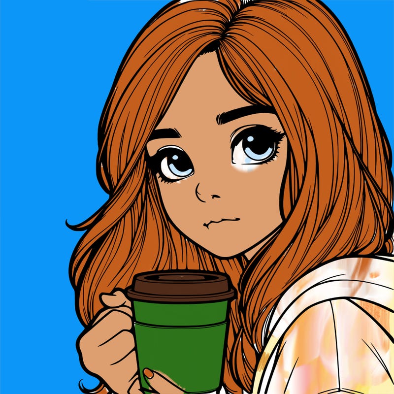 realistic girl drinking coffee