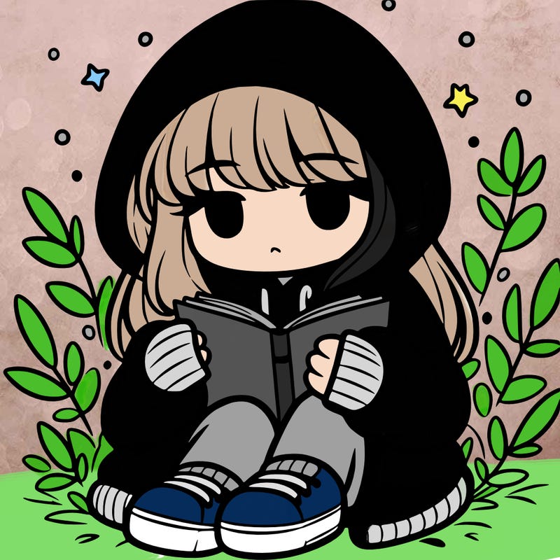 girl in oversized hoodie reading a book