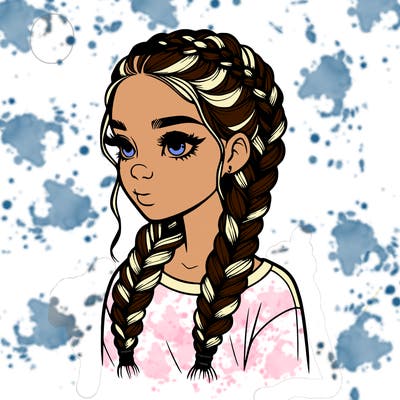 realistic girl with braids