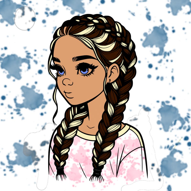 realistic girl with braids