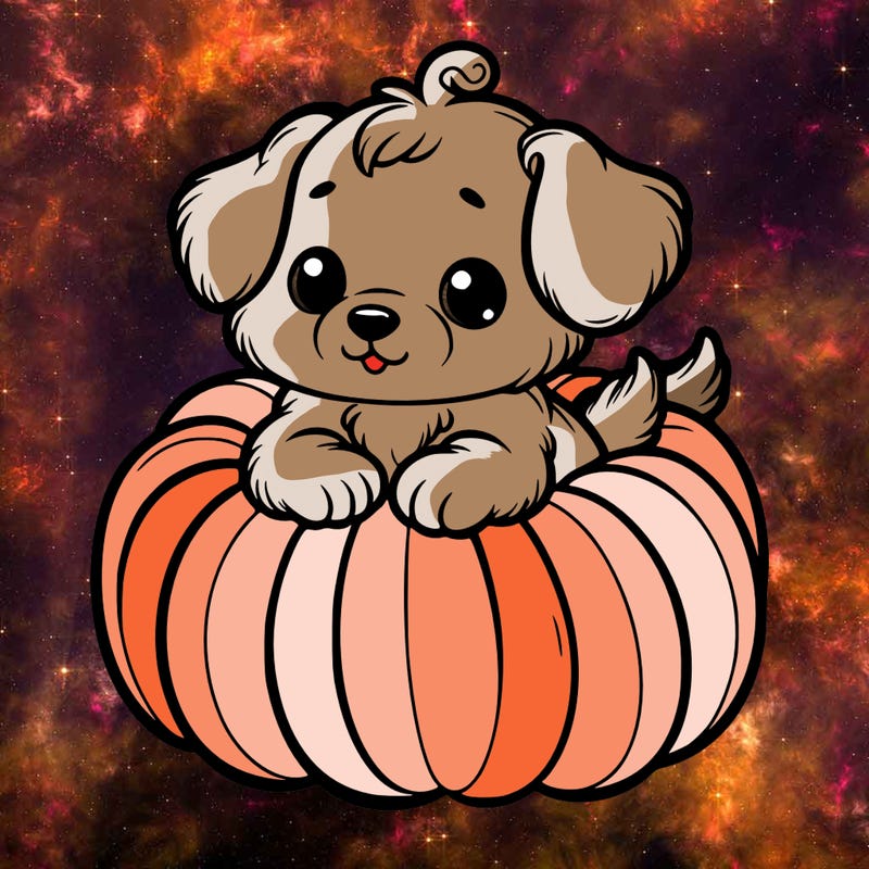 cute little puppy in a pumpkin