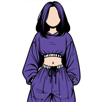 realistic girl faceless with baggy pants and a crop top