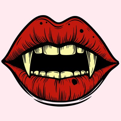 lips with vampire teeth
