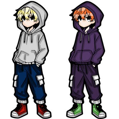 anime boy with hoodie,baggy pants
