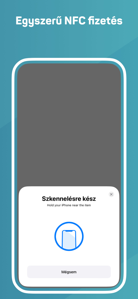 MBH Vallalati App NFC payment interface showing the ready to scan prompt on an iPhone screen