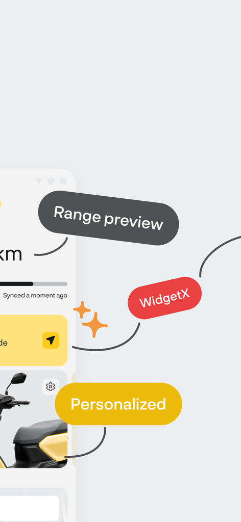 Ather - Ather app interface showing range preview and personalized widgets.