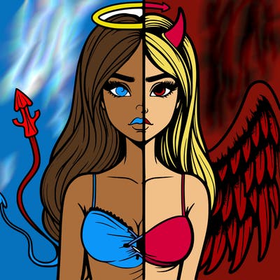 devil vs angel realistic girl