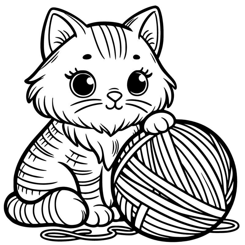 cat with ball of yarn