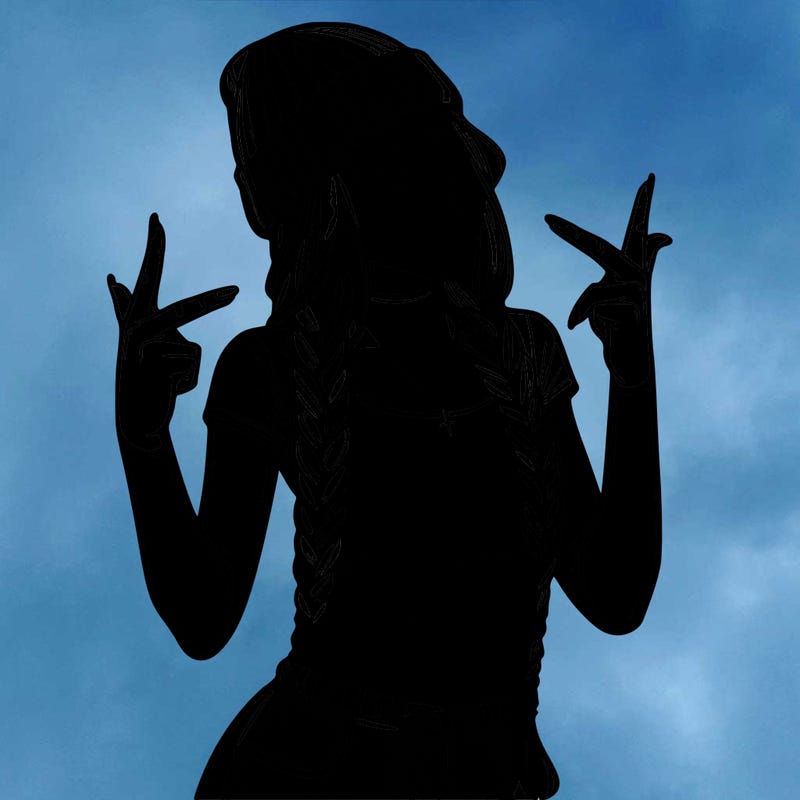 realistic teenage girl with braids and a beanie and crop top doing 🫶🏼