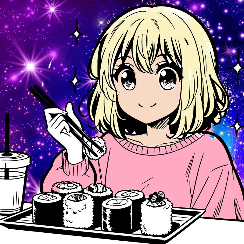 manga girl who loves sushi