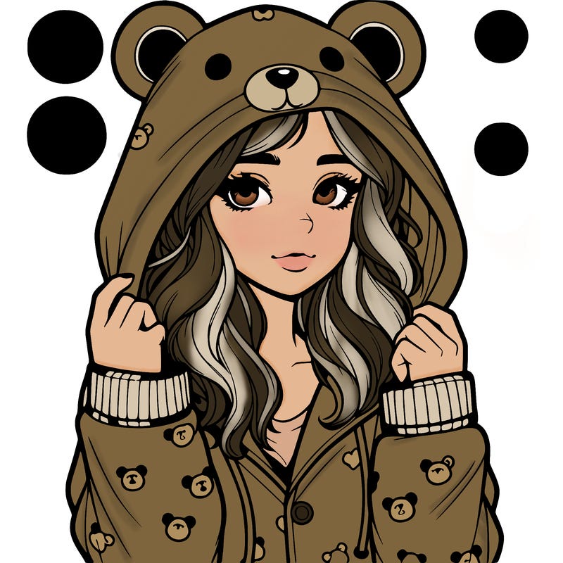 realistic girl in a animal pjs hoodie
