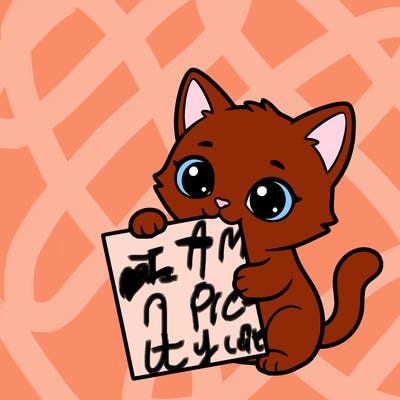 a small cat with a blank sheet of paper in its hand. the cat is sooooooo cute!