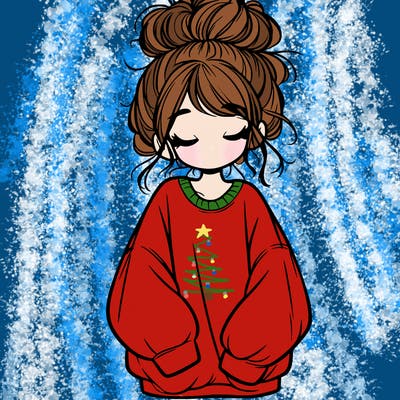 girl with baggy sweatshirt and messy bun