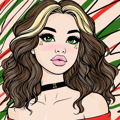 realistic girl with wavy hair and lips