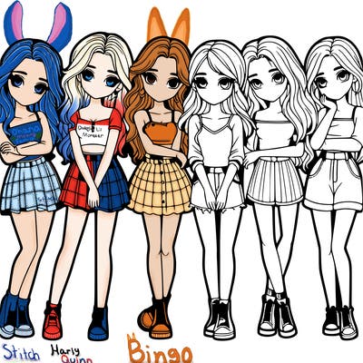 a group of girls realistic