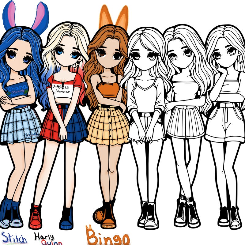 a group of girls realistic