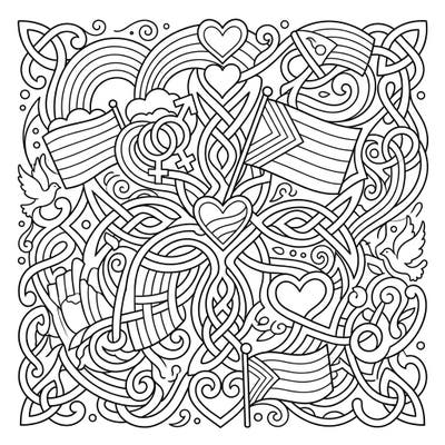 Discover an enchanting coloring page where the ancient art of Celtic knots beautifully intertwines with vibrant symbols of Pride Month. This intricate design celebrates love, diversity, and unity in a truly unique way.