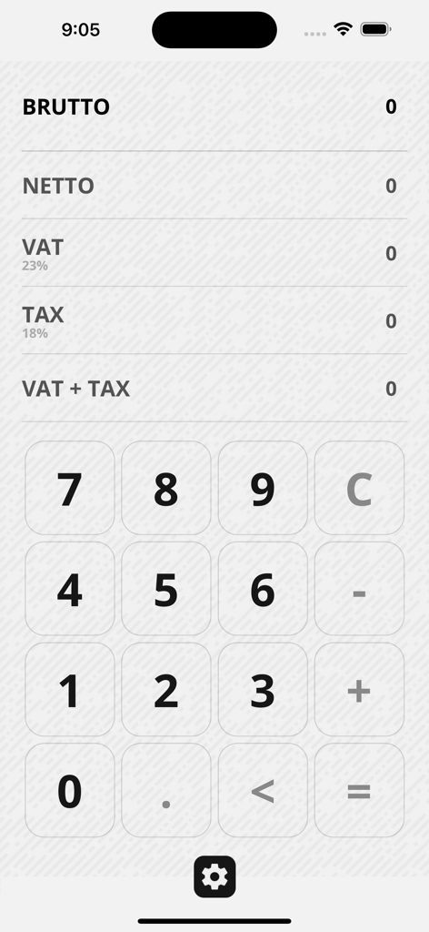 Kalkulator Brutto Netto mobile app interface for tax and price calculations
