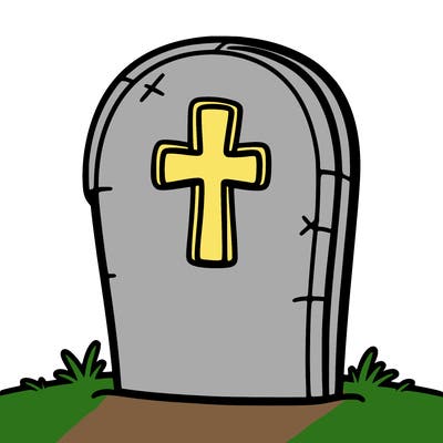a white gravestone with black outline with a white background