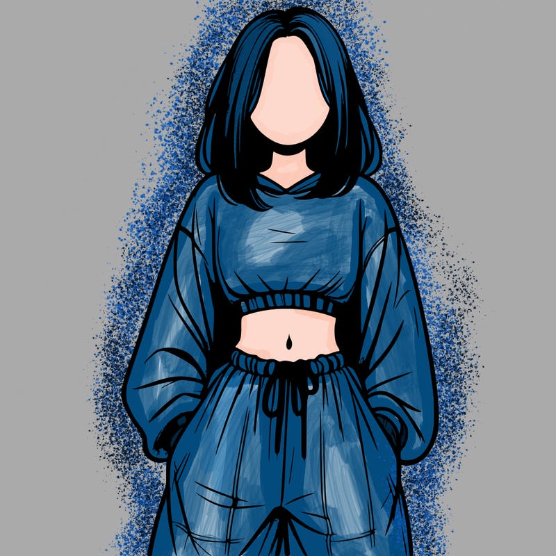 realistic girl faceless with baggy pants and a crop top