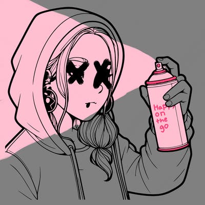 a realistic girl, spray painting