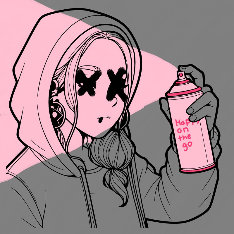 a realistic girl, spray painting