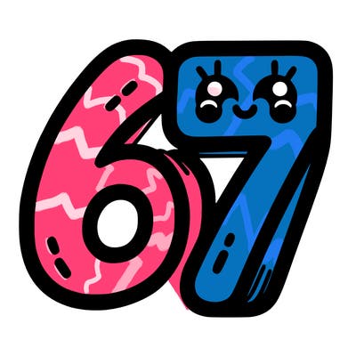 the numbers 67