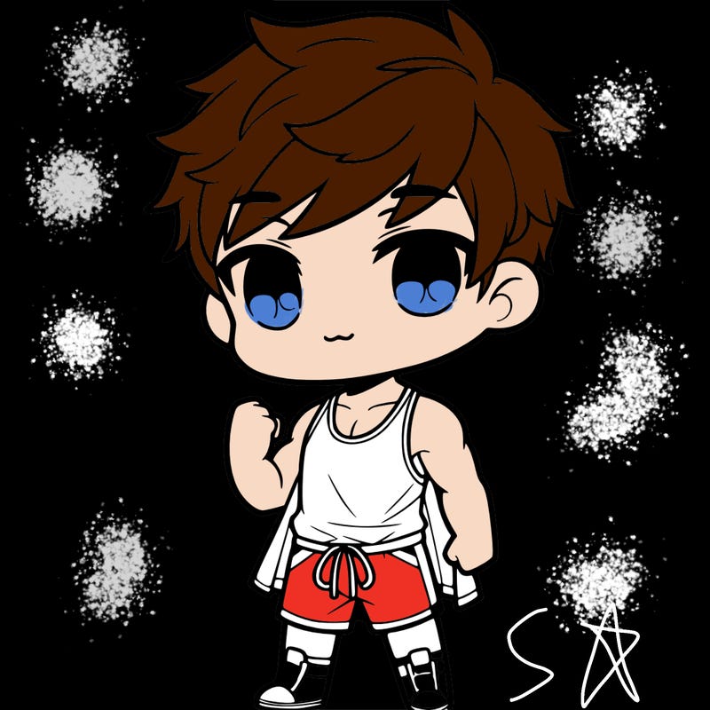 chibi boy with shorts and a tanktop