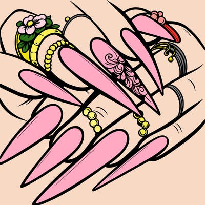 long nails with a design