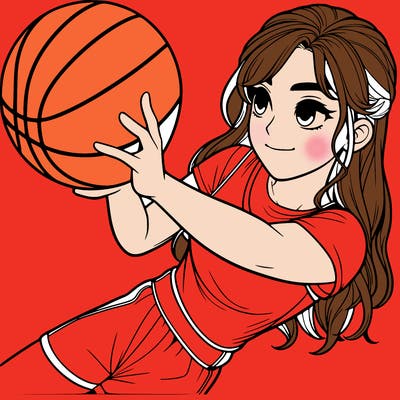realistic girl playing basketball