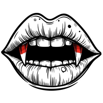lips with vampire teeth