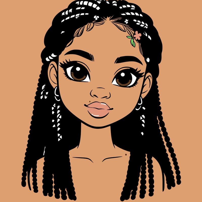 a realistic black girl with braids