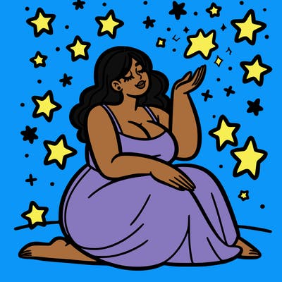plus size woman looking at stars