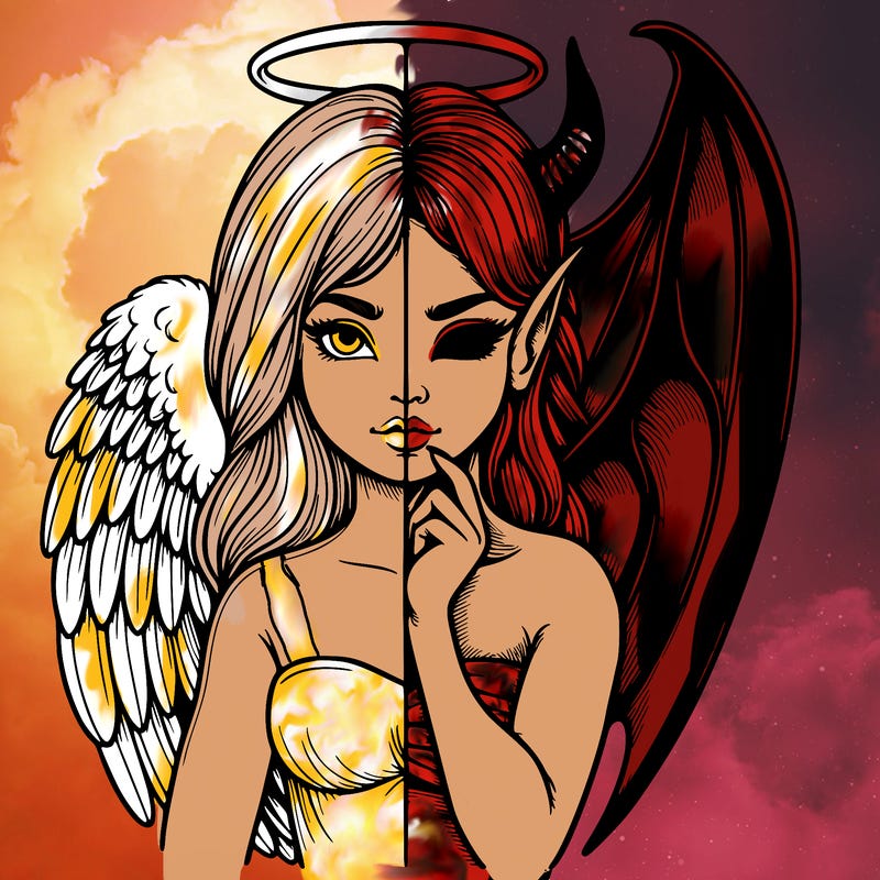 realistic angel half demon