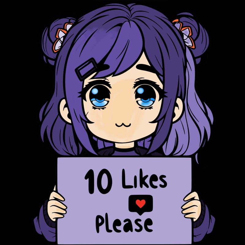 a girl with a sign saying 10 likes please