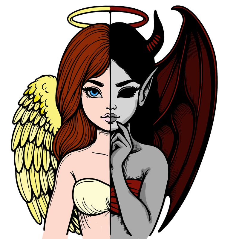 realistic angel half demon