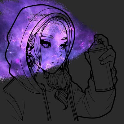 a realistic girl, spray painting