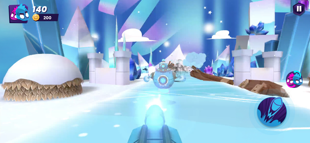 Back2Back: 2 Player Co-op Game - Visão em primeira pessoa de tiro em uma fase nevada do jogo cooperativo mobile Back2Back