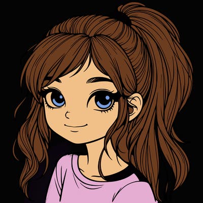 realistic girl with ponytail