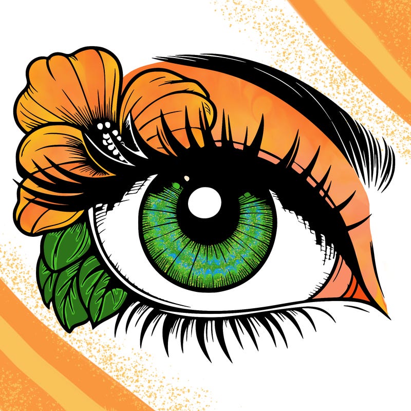 realistic eye with flower