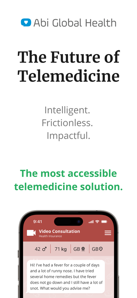 Abi ProApp - Interfaccia mobile Abi ProApp che mostra un caso di consultazione virtuale con un paziente