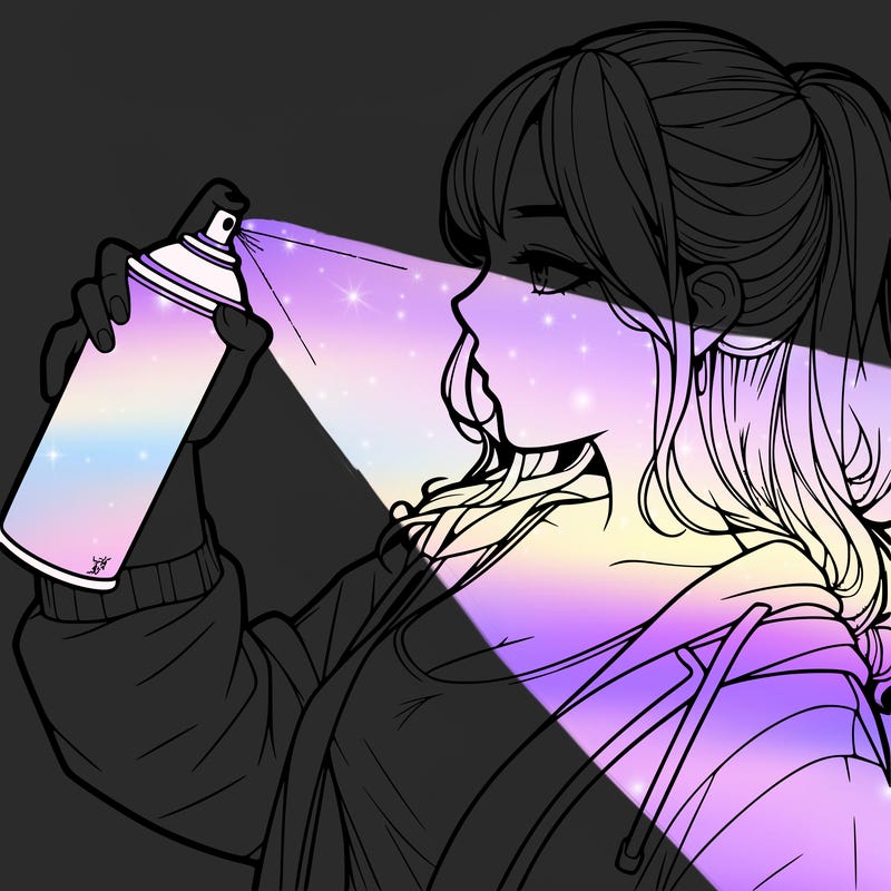 a realistic girl spray, painting