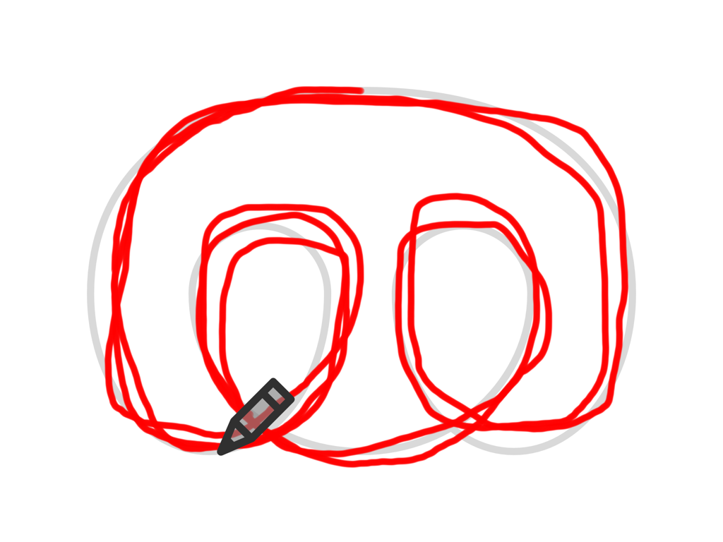 dob plus – Visual Perception - 기하학적 모양을 흰색 배경에 추적하는 빨간색 선을 보여주는 손-눈 협응 훈련.