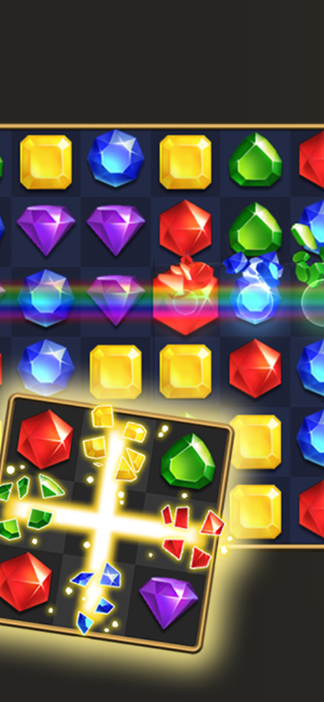 Jewels Pharaoh - Jugabilidad del puzzle Match-3 de Jewels Pharaoh con efecto de potenciador de gema brillante