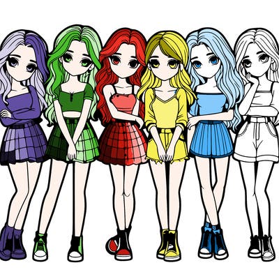 a group of girls realistic