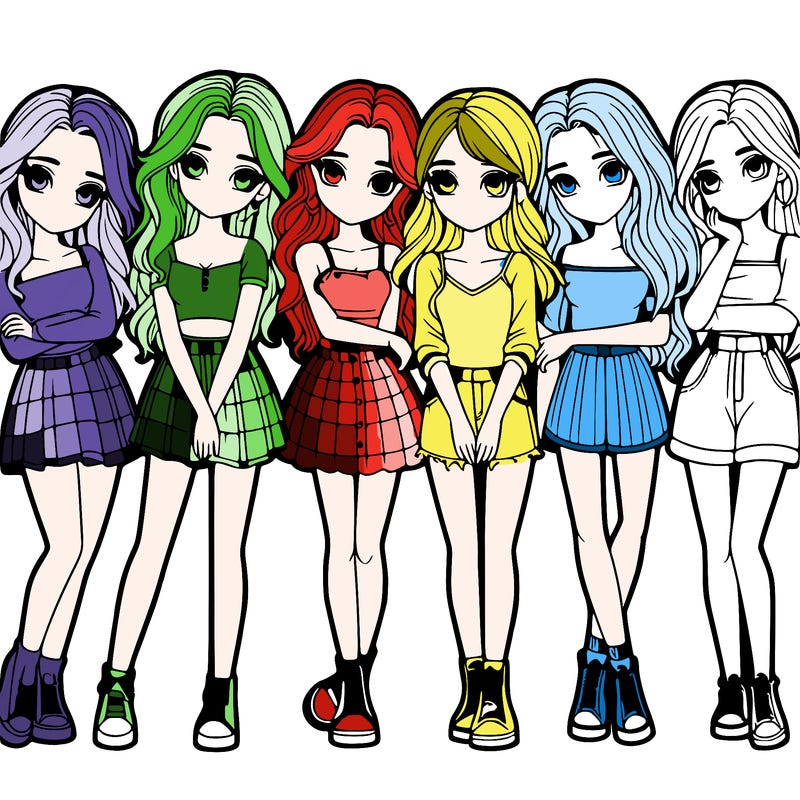 a group of girls realistic