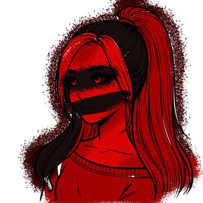 realistic girl with a high ponytail