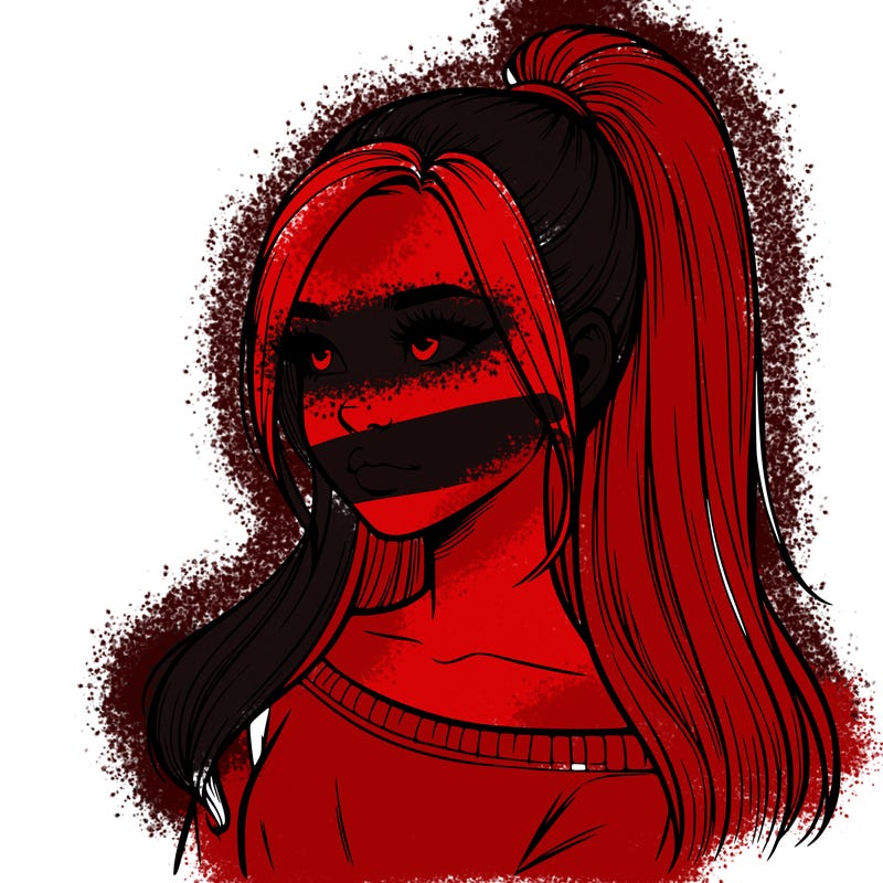 realistic girl with a high ponytail